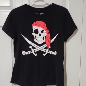 Hanes Black Pirate Graphic Short Sleeve Tee
